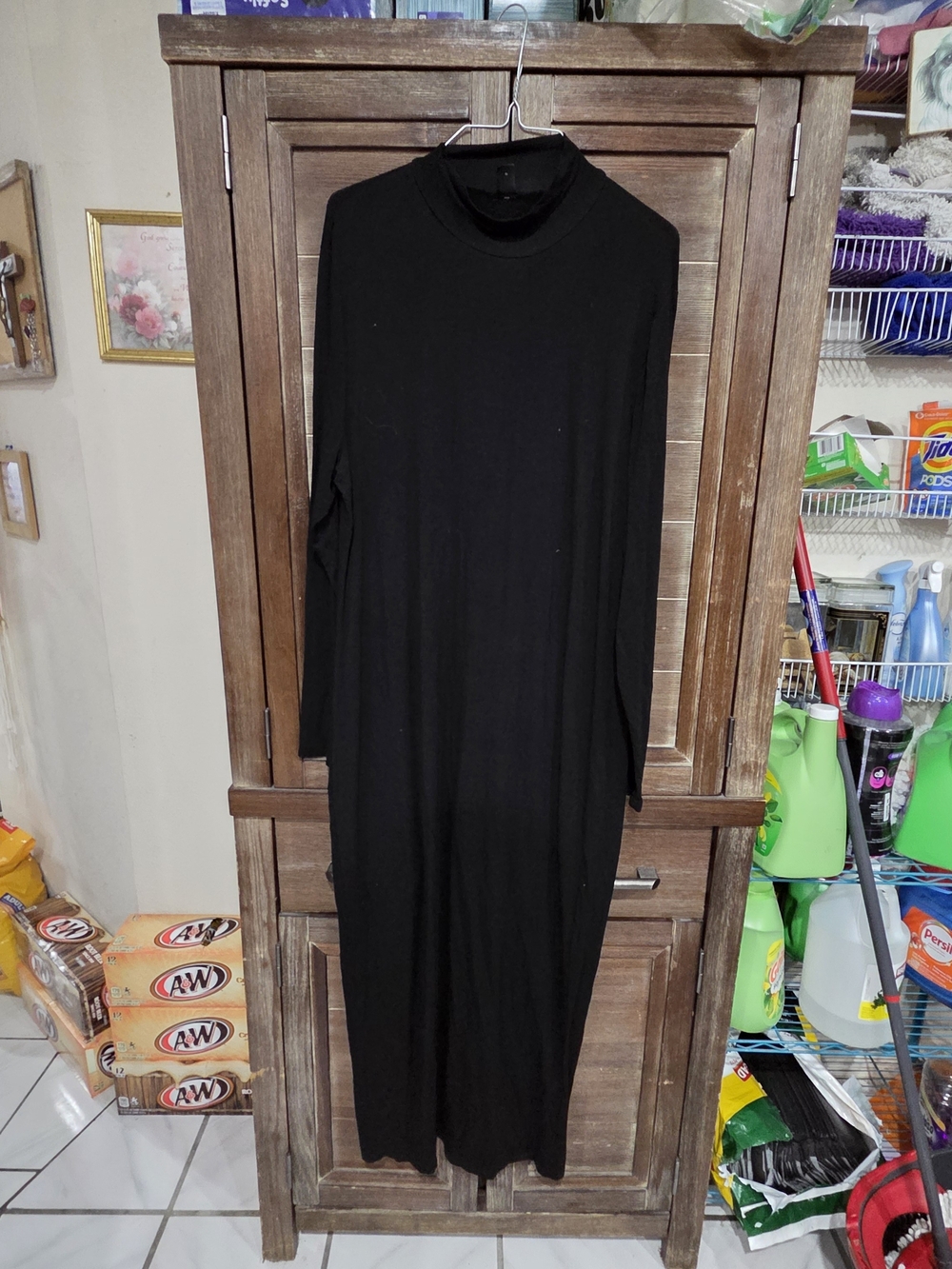 Shein Women's Plus Size 4X Solid Black Long Sleeve Maxi Dress